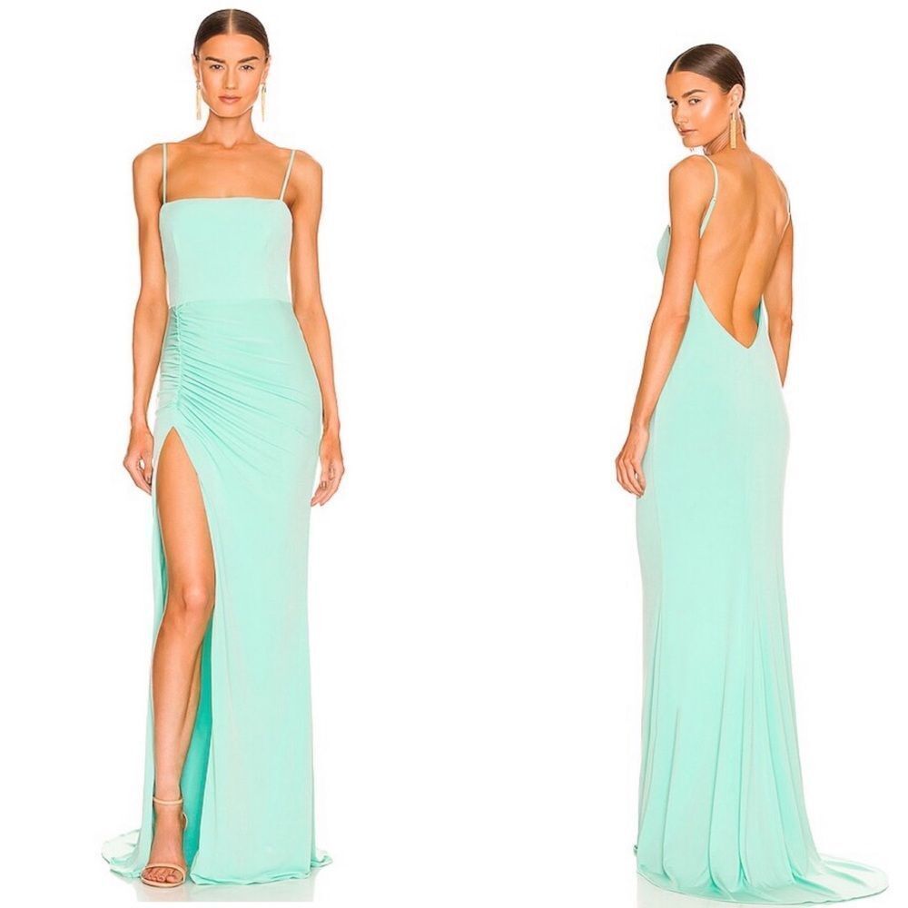 NWT Katie May Great Kate Low Back Spaghetti Strap Stretch Maxi Dress Sz Large